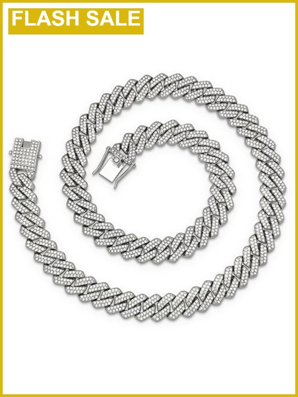 Mens Cuban Link Chain Necklace 13mm Iced Out Rhinestone Hip Hop Jewelry